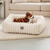 OEM Zacht hondenbed voor kleine honden, wasbaar, rechthoekig, antislip, wit, maat S