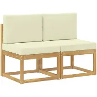 vidaXL 2 Stuk Buiten Midden Sofa Massief Acacia Hout Wit