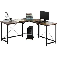 OEM Bureau in L-vorm, zwart en bruin, 150 cm
