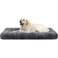 OEM Hondenbed voor grote honden, wasbaar, extra groot hondenmand, zacht, hondenvoer voor grote en middelgrote honden, antislip onderkant, ademend, huisdierenbed, donkergrijs, 122 x 74 cm