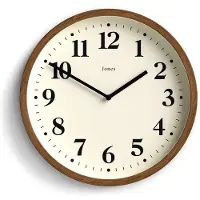 OEM Kleine wandklok, 25 cm, donkere houtlook, moderne keukenklok