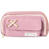 OEM Lila etui, 21x11,5 cm, met 3 vakken, rits, geschikt voor school en kantoor