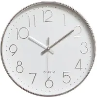 OEM Moderne, stille wandklok van 30 cm met quartz uurwerk, zilverkleurig, zonder tikgeluid