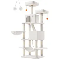 OEM Kattenhuis, pluche en sisal, 55x45x168 cm, crèmekleurig