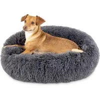 OEM Klein, rond hondenbed, 40 cm, grijs, met stressverminderende eigenschappen