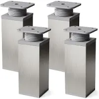 OEM Verstelbare tafelpoten, set van 4, vierkant, 40x40 mm, roestvrijstalen kleur, 120 mm hoogte