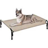 OEM Verhoogd hondenbed voor buiten, groot, wasbaar, beige