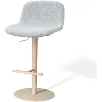 Nolon Niva-Mats Draaibare Tulp Barkruk Grijs Melange - Verstelbaar - Beige Onderstel - Stoffen - Scandinavisch -Barstoel