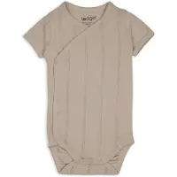 Lodger Romper met korte mouwen - Pointelle - Groen - Maat 68 - bio katoen - Overslag romper