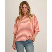 Je m'appelle Tee Top Stripes | Peachy Pink / Ecru Peachy Pink / Ecru Maat XL