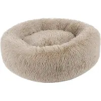 OEM Knuffelbed voor honden, donutvorm, 60 cm, bruin, anti-stress, van pluche, wasbaar