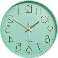 OEM Ronde quartz klok, 12 inch, op batterijen, muntgroen