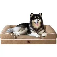 OEM Orthopedisch extra groot hondenbed, 132x104x20 cm, met traagschuim, wasbaar, waterdicht, antislip, hoge rand, in kameelkleur