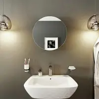 OEM Spiegel voor in de badkamer, rond, van roestvrij staal