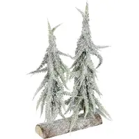 OEM Kleine kerstboom met sneeuw, bevestigd op een houten basis
