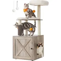 OEM Kattenmeubel met krabpaal, 2-in-1, grijs, 134 cm, wasbaar