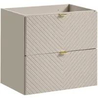 Meublorama Meubel onder wastafel AOKI – 2 lades – Afwerking in beige kasjmier met chevronpatronen en gouden handvatten – L60 × B39 × H57 cm – Hangend