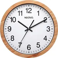 OEM Runde houten klok, 26 cm, zwart, stijlvol, geschikt voor de woonkamer