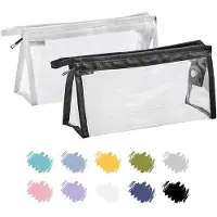 OEM Kleine, transparante, zwarte etui van PVC, geschikt voor dames en school