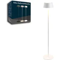 Northpoint Accu LED-vloerlamp, metalen staande lamp, geschikt voor binnen- en buitengebruik, warm wit licht, dimbaar, draadloos, wit