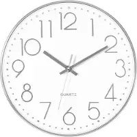 OEM Zilveren wandklok, stil, met grote cijfers, 30 cm, geschikt voor de keuken