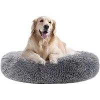 OEM Grote, donkergrijze pluche donut voor honden, diameter 70 cm
