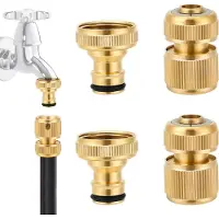 Markenlos Koperen slangfitting set - voor tuinverbindingen en reparaties - 4 stuks