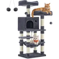 Markenlos Kartonnen krabpalen "SpielTurm" voor katten, 11 zuilen, donkergrijs, met meerdere niveaus