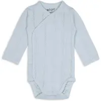 Lodger Romper met lange mouwen - Pointelle - Blauw - Maat 56 - bio katoen - Overslag romper