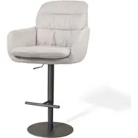 Nolon Niva-Mia Draaibare Tulp Barkruk Beige - Verstelbaar - Mat Zwart Onderstel - Barstoel - Comfortabel - Stoffen - Armleuning