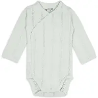 Lodger Romper met lange mouwen - Pointelle - Groen - Maat 56 - bio katoen - Overslag romper