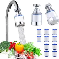 Markenlos Kranenfilters - 2x wateronthardingsfilters - 360° draaibaar - Voor thuis en keuken - Filterpatronen - Inclusief 10 stuks - Voor gezond drinkwater - Set van 2