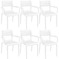 CLP Paris Set van 4 tuinstoelen - armleuningen - stapelbaar - kunststof - wit