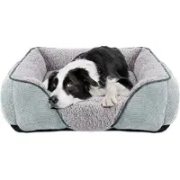 OEM Middelgroot slaapbankje voor katten en kleine honden, met warme lamswollen fleece, wasbaar, lichtgrijs, 63x53x21 cm