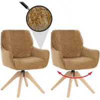 Mendler Set van 2 eetkamerstoelen -Q37, draaibare keukenstoel, stof (680 g/m²) chenille, Oeko-Tex, hout MVG ~ mosterdgeel