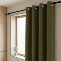 Fresh & Co Gordijnen 100% Verduisterend - Ringen - Olijfgroen 150 x