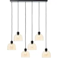 Brilliant 6-lichts hanglamp Casto zwart met amber glas