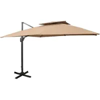 Syfax Zwevende parasol met dubbele bovenkant 300x300 cm taupe
