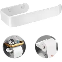 OEM Toiletrolhouder zonder boren, witte toiletrolhouder, zelfklevende toiletrolhouder van roestvrij staal, toiletrolhouder voor wandmontage met plankje, geschikt voor keuken en badkamer (18 cm/7,08 inch)