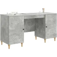 vidaXL Bureau Betongrijs 142,5 x 50 x 75 cm Bewerkt hout