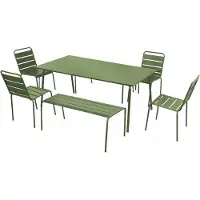 Oviala - Tuinset met 2 banken en 4 stoelen van groen cactus staal - Palavas