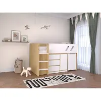 Vente-unique Combinatiebed hout natuurlijk licht 90 x 190 cm