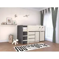 Vente-unique Combinatiebed hout lichtgrijs 90 x 190 cm