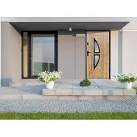 Vente-unique Voordeur van staal met glas H 207 x L 100 cm eikenlook - 55 cm dikte - Draait rechts open - COVAS
