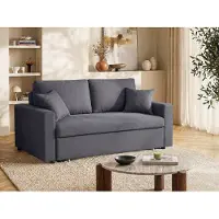 Vente-unique Driezits bedbank van stof INIZOR - Antraciet
