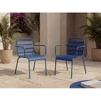 Vente-unique Set van 2 tuinfauteuils MIRMANDE - Opstapelbaar - Metaal - Blauw