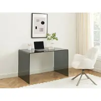 Vente-unique Bureau - Gerookt gehard glas - Zwart - ELSTRON
