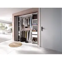 Vente-unique Uitbreidbare open kledingkast met gordijn - L110/178 cm - Wit - LONAZA