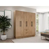 Vente-unique Kast met 6 deuren en 2 lades - L162 cm - Kleur: naturel - FEOVA