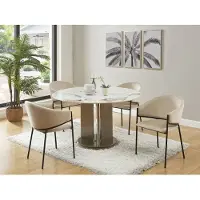 Vente-unique Set van 2 stoelen met armleuningen van velours en zwart metaal - Beige - ORDIDA - van Pascal Morabito
